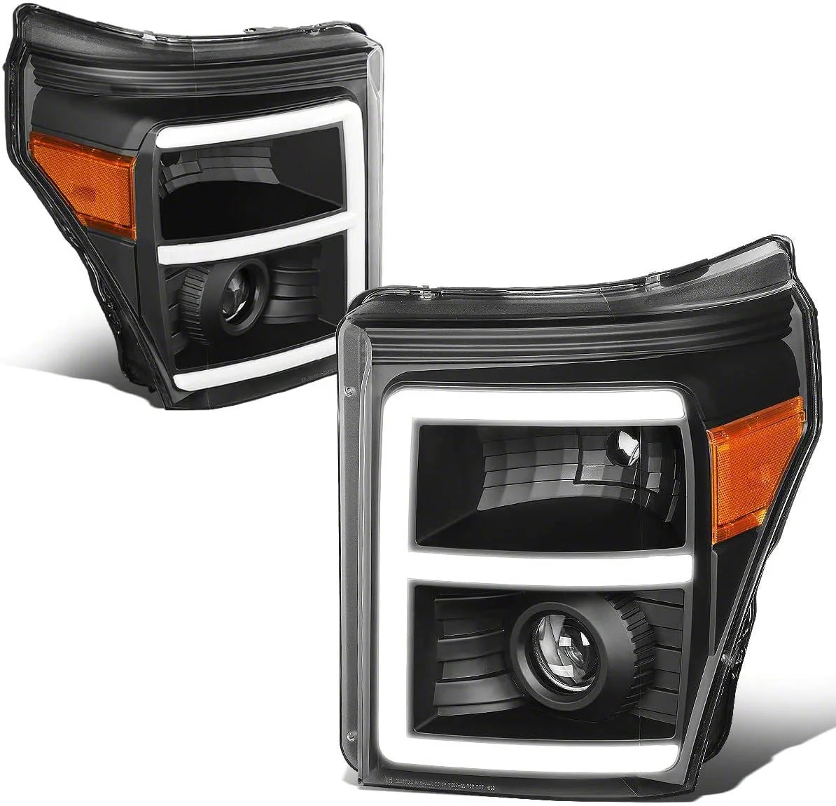LED DRL Projector Headlights with Amber Corner Lights; Black Housing; Clear Lens (11-16 F-350 Super Duty)