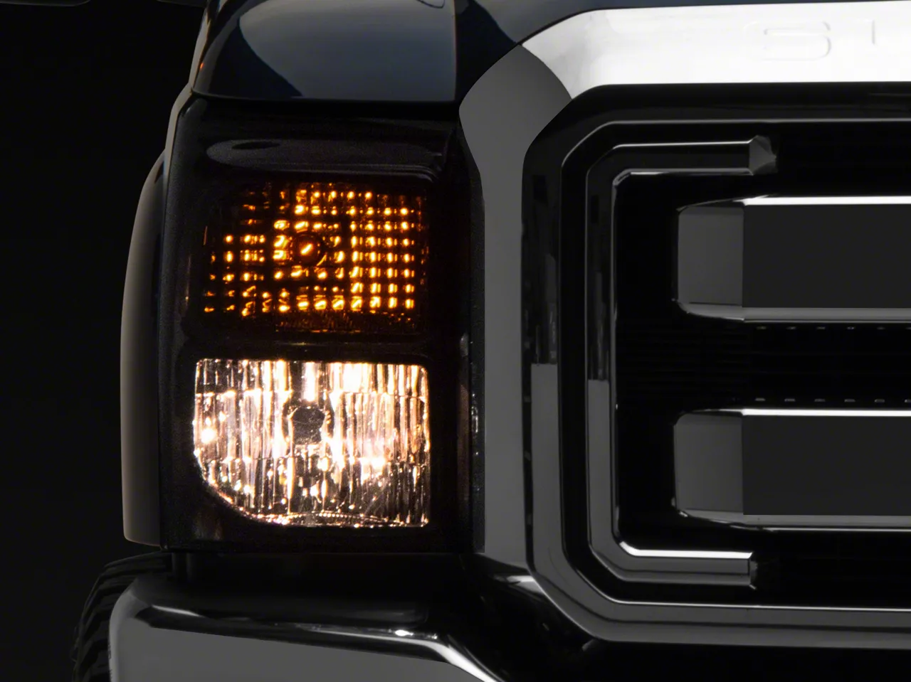 Factory Style Headlights with Clear Corner Lights; Chrome Housing; Smoked Lens (11-16 F-350 Super Duty)
