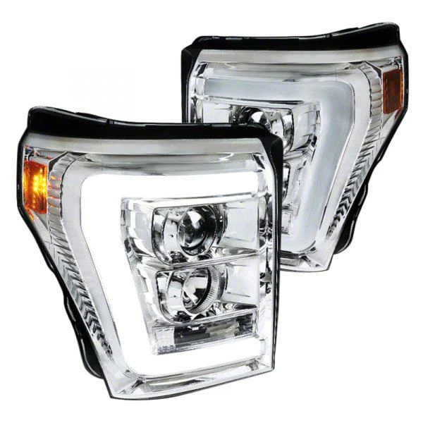 LED C-Bar Projector Headlights; Chrome Housing; Clear Lens (11-16 F-350 Super Duty)