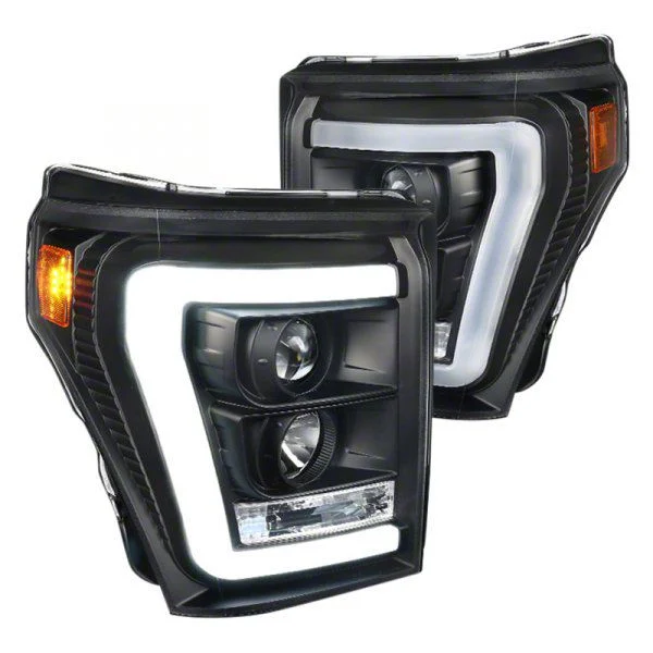 LED C-Bar Projector Headlights; Matte Black Housing; Clear Lens (11-16 F-350 Super Duty)