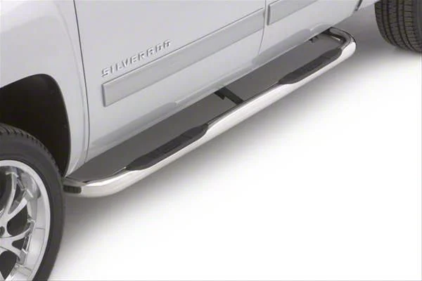 3-Inch Round Bent Nerf Side Step Bars; Polished Stainless (11-16 F-350 Super Duty SuperCrew)