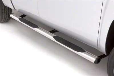 4-Inch Oval Straight Nerf Side Step Bars; Polished Stainless (11-16 F-350 Super Duty SuperCrew)