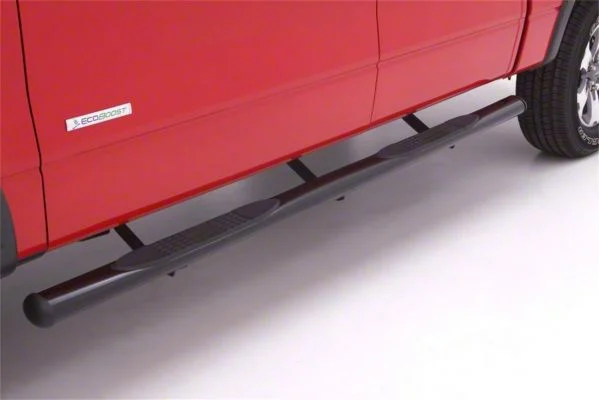 4-Inch Oval Straight Nerf Side Step Bars; Black (11-16 F-350 Super Duty SuperCrew)