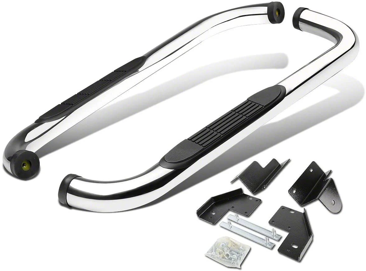 Step Nerf Bar; 3-Inch Round; 90-Degree; Silver (11-16 F-350 Super Duty)