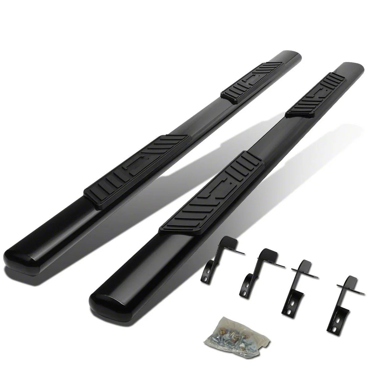 Step Nerf Bar; 5-Inch Oval; Straight; Black (11-16 F-350 Super Duty SuperCab)