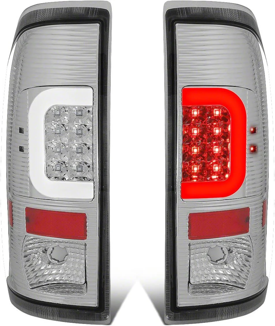 C-Bar LED Tail Lights; Chrome Housing; Clear Lens (11-16 F-350 Super Duty)