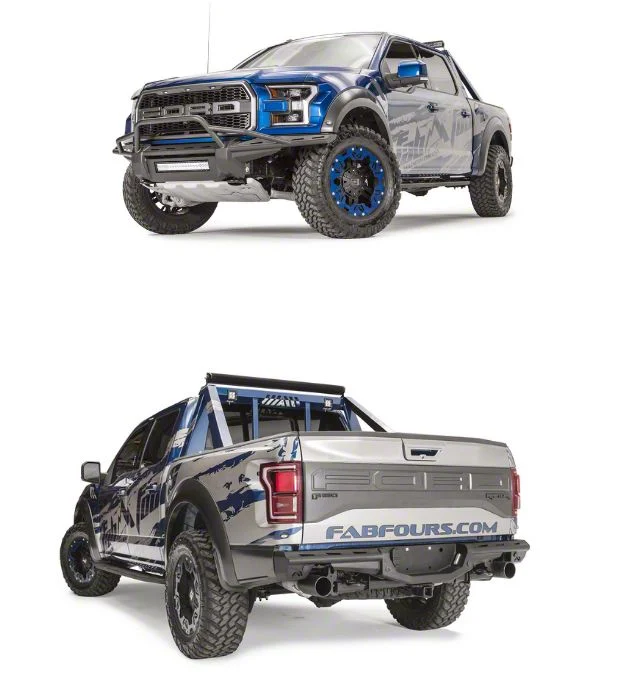 Fab Fours Aero Front Bumper with Pre-Runner Guard; Matte Black (17-20 F-150 Raptor)