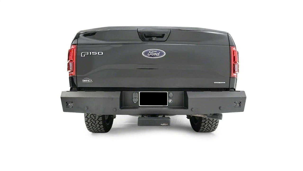 Fab Fours Red Steel Rear Bumper; Matte Black (15-20 F-150)