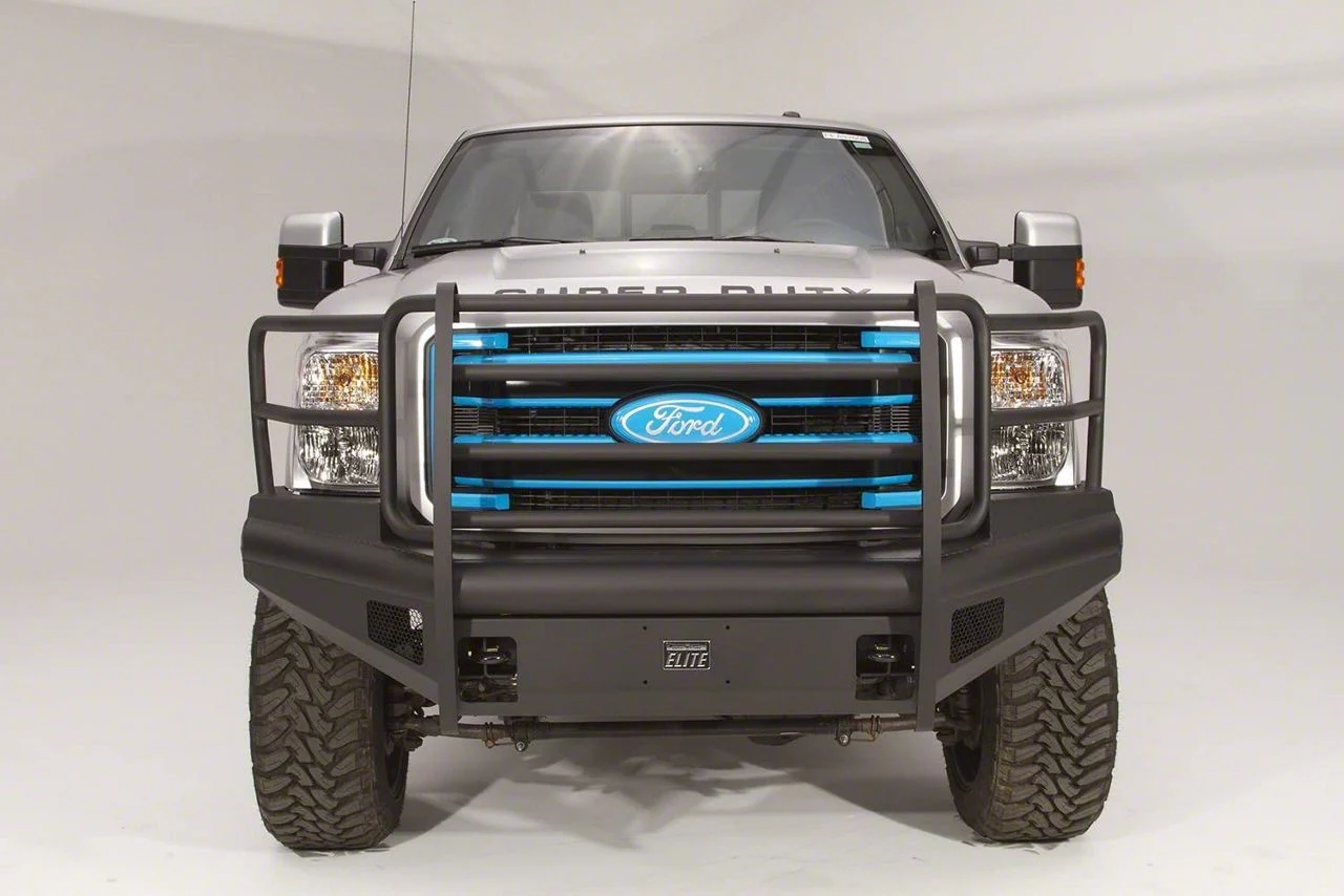 Fab Fours Black Steel Elite Front Bumper with Full Guard; Matte Black (11-16 F-250 Super Duty)