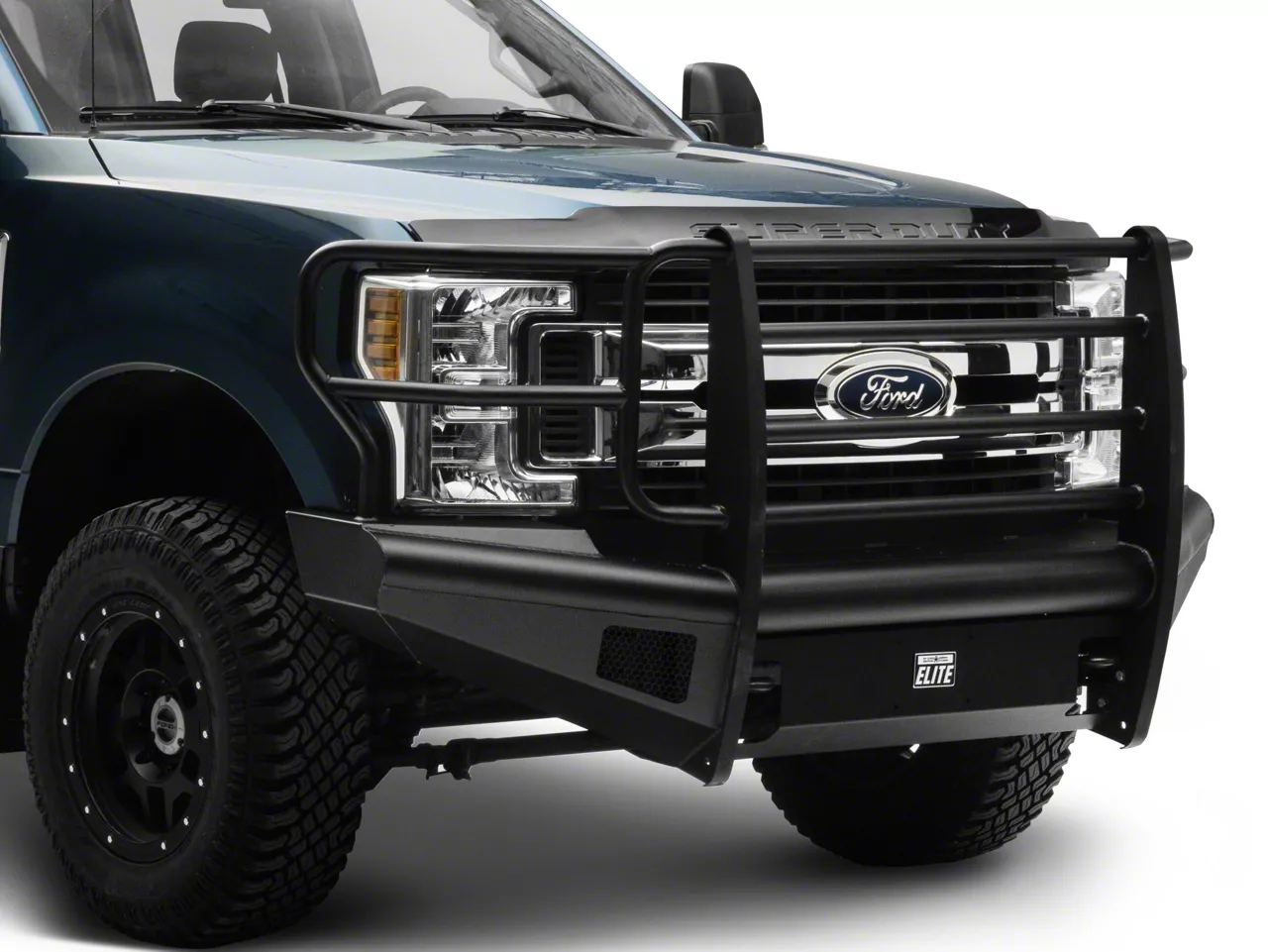 Fab Fours Black Steel Elite Front Bumper with Full Guard; Matte Black (17-22 F-350 Super Duty)
