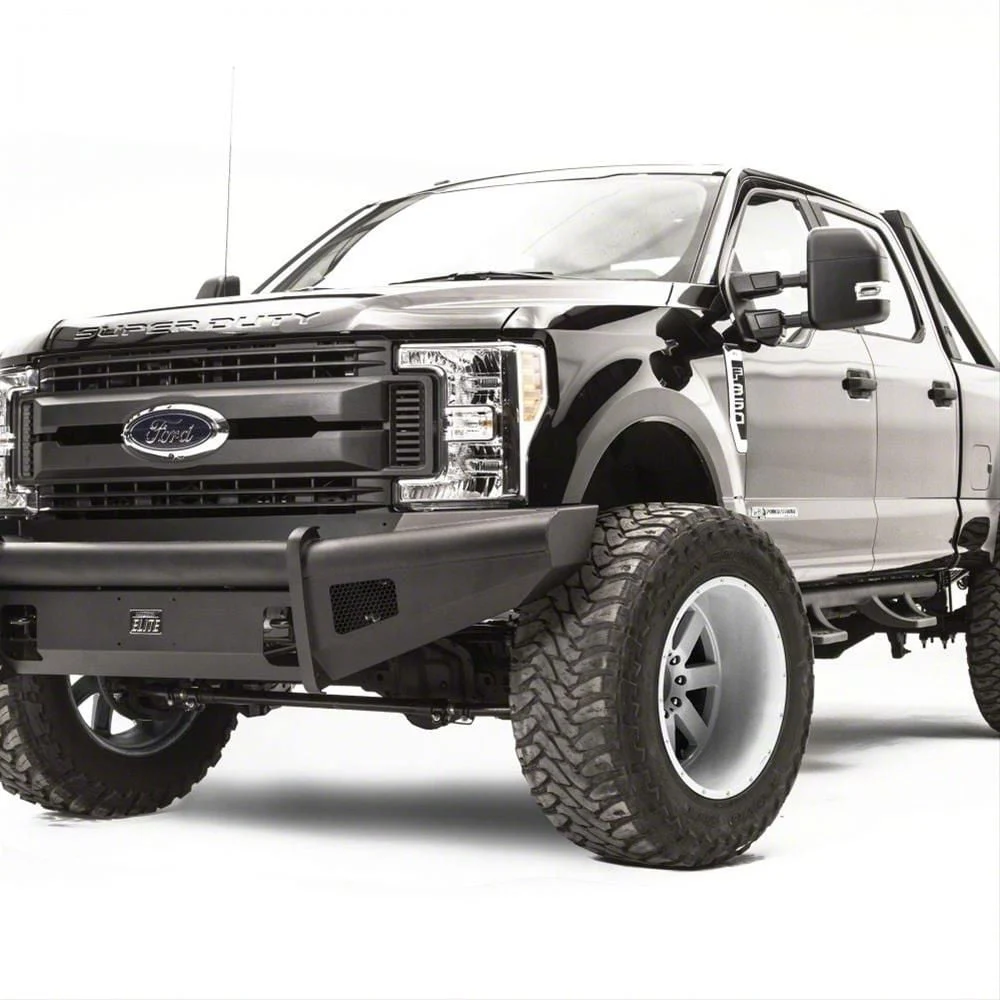 Fab Fours Black Steel Elite Front Bumper with No Guard; Matte Black (17-22 F-350 Super Duty)