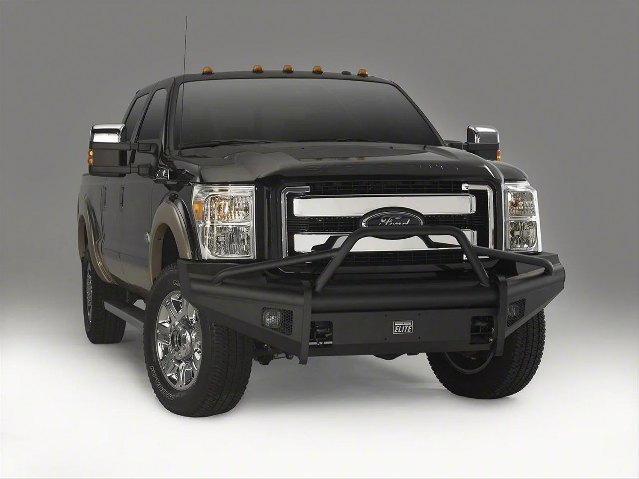 Fab Fours Black Steel Elite Front Bumper with Pre-Runner Guard; Matte Black (11-16 F-350 Super Duty)
