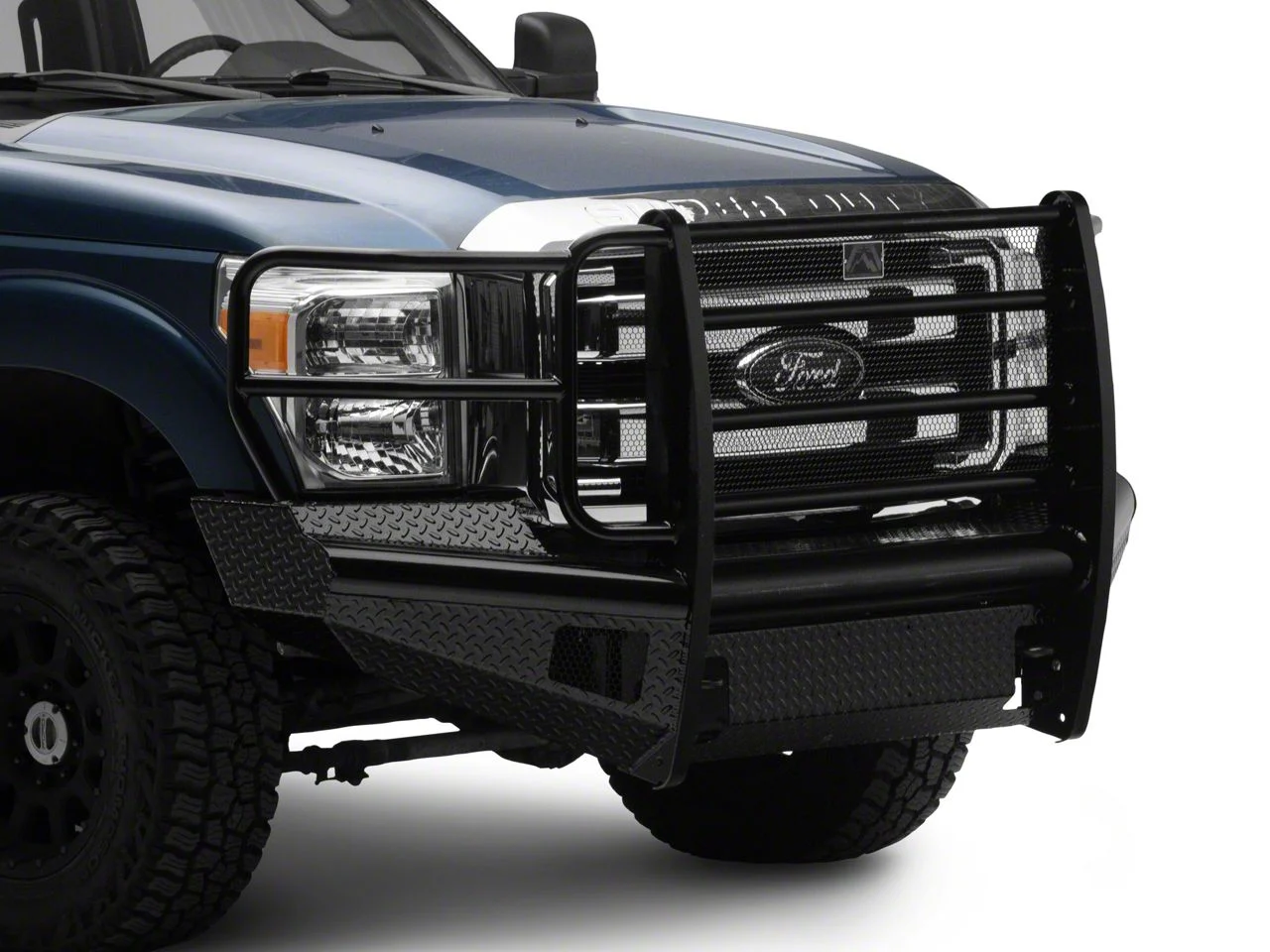Fab Fours Black Steel Ranch Front Bumper with Full Guard; Matte Black (11-16 F-350 Super Duty)
