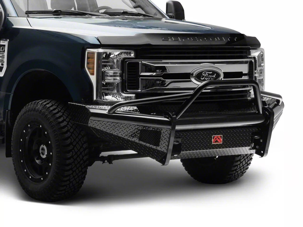 Fab Fours Black Steel Ranch Front Bumper with Pre-Runner Guard; Matte Black (17-22 F-350 Super Duty)