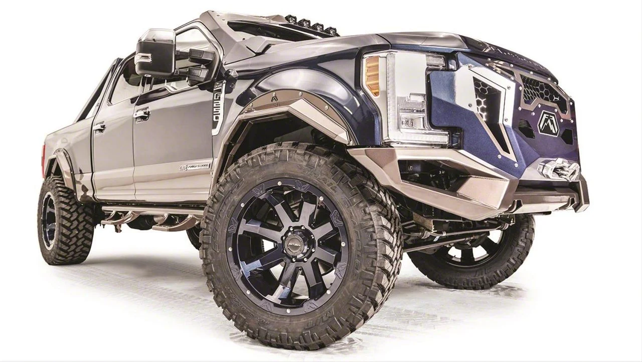 Fab Fours Open Fender Flares; Bare Steel (17-19 F-350 Super Duty)