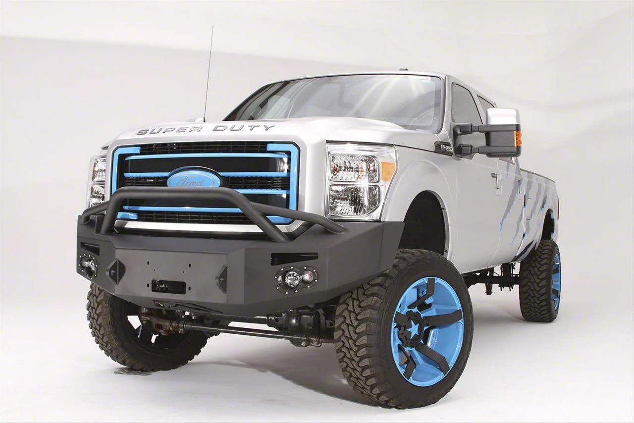 Fab Fours Premium Heavy Duty Winch Front Bumper with Pre-Runner Guard; Matte Black (11-16 F-350 Super Duty)