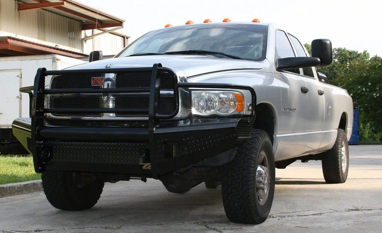 Fab Fours Black Steel Ranch Front Bumper with Full Guard; Matte Black (03-05 RAM 2500)