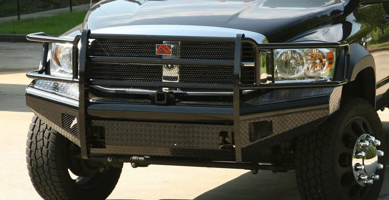 Fab Fours Black Steel Ranch Front Bumper with Full Guard; Matte Black (06-09 RAM 2500)