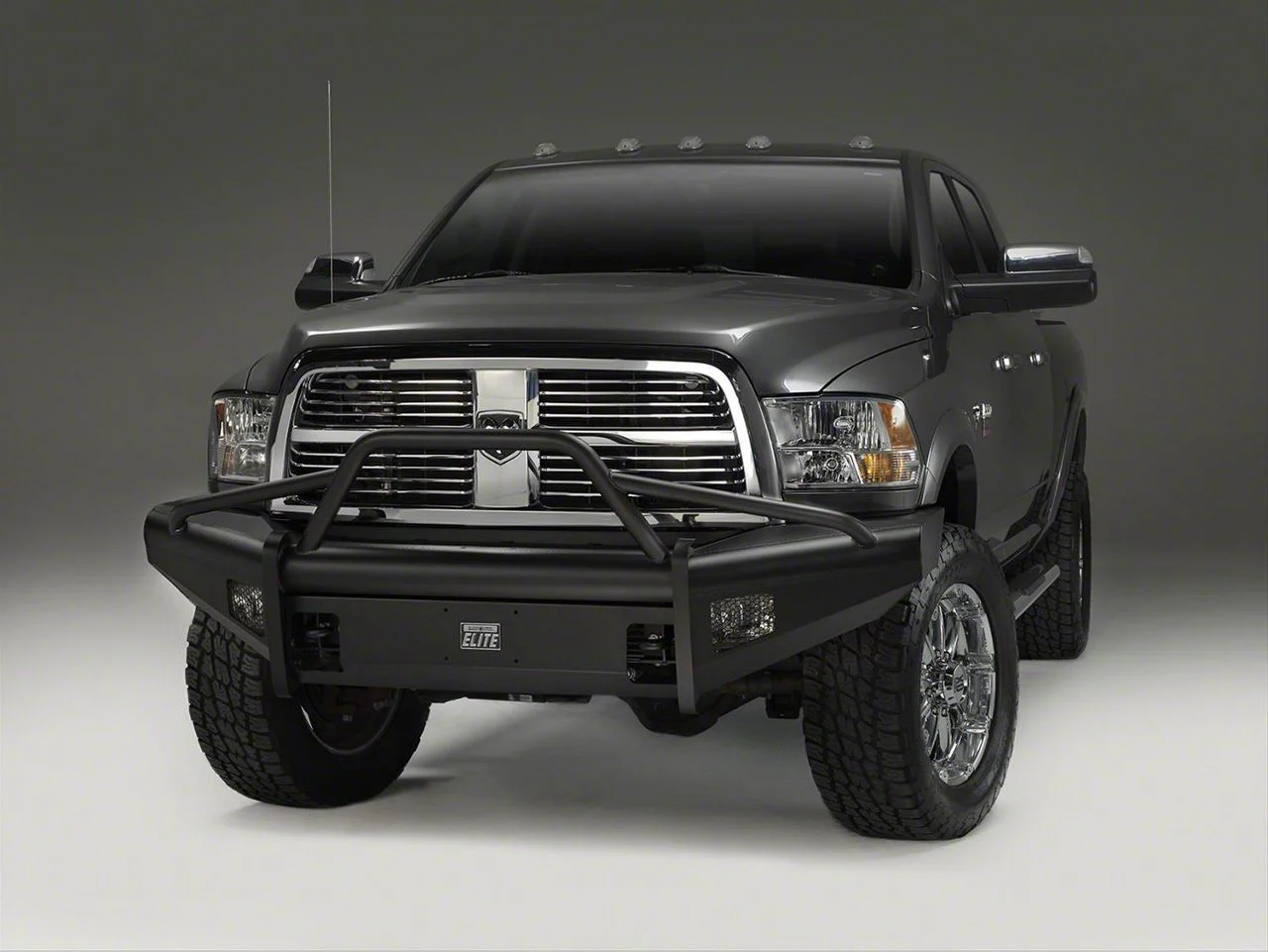 Fab Fours Black Steel Elite Front Bumper with Pre-Runner Guard; Matte Black (06-09 RAM 3500)