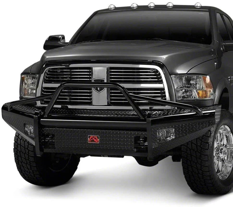 Fab Fours Black Steel Ranch Front Bumper with Pre-Runner Guard; Matte Black (03-05 RAM 3500)