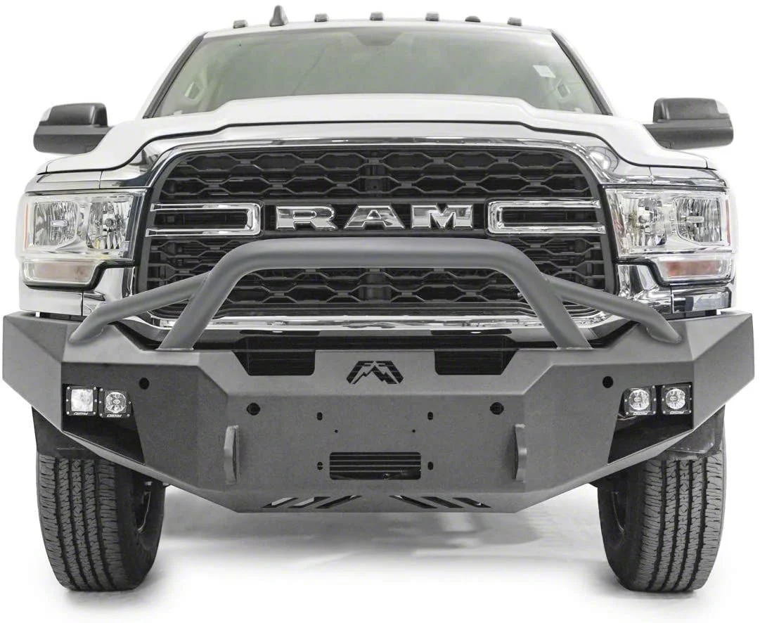 Fab Fours Premium Winch Front Bumper with Pre-Runner Guard; Bare Steel (19-26 RAM 3500)