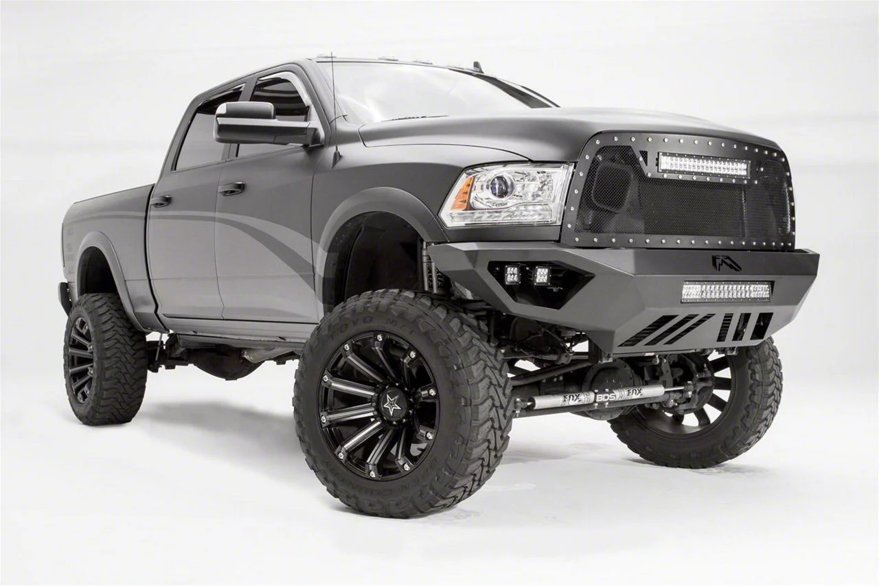 Fab Fours Vengeance Front Bumper with Pre-Runner Guard; Not Pre-Drilled for Front Parking Sensors; Matte Black (10-18 RAM 3500)