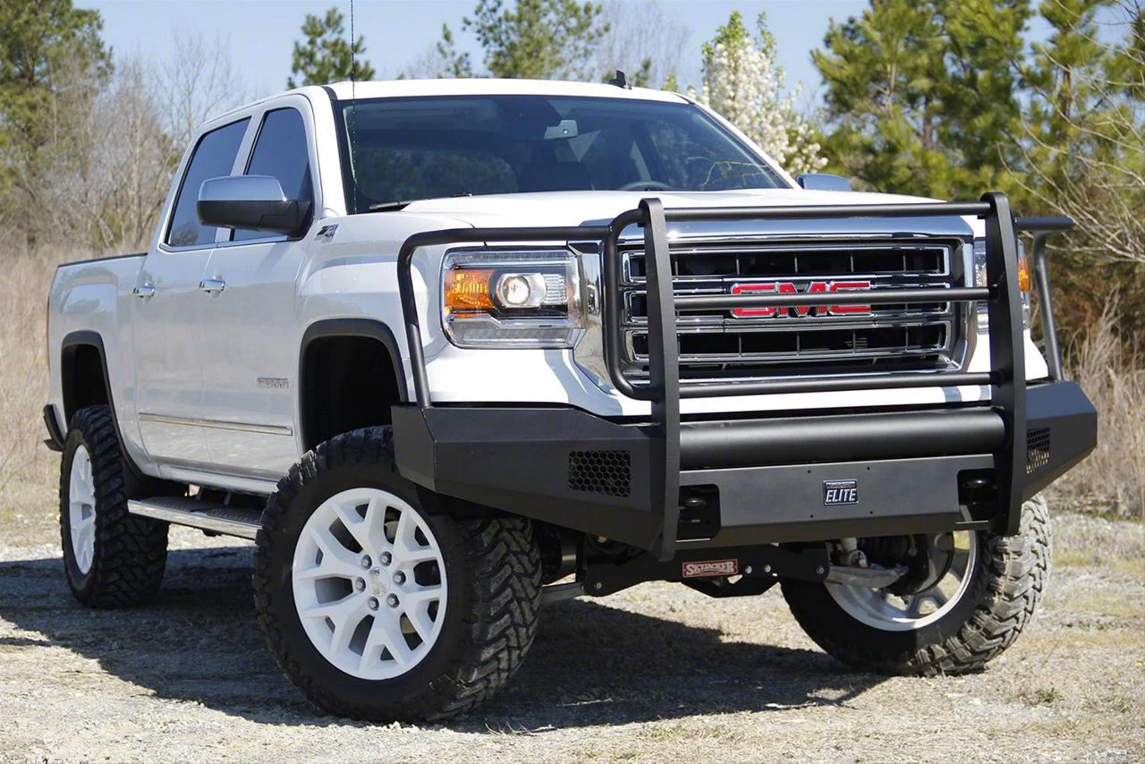 Fab Fours Black Steel Elite Front Bumper with Full Guard; Matte Black (14-15 Sierra 1500)