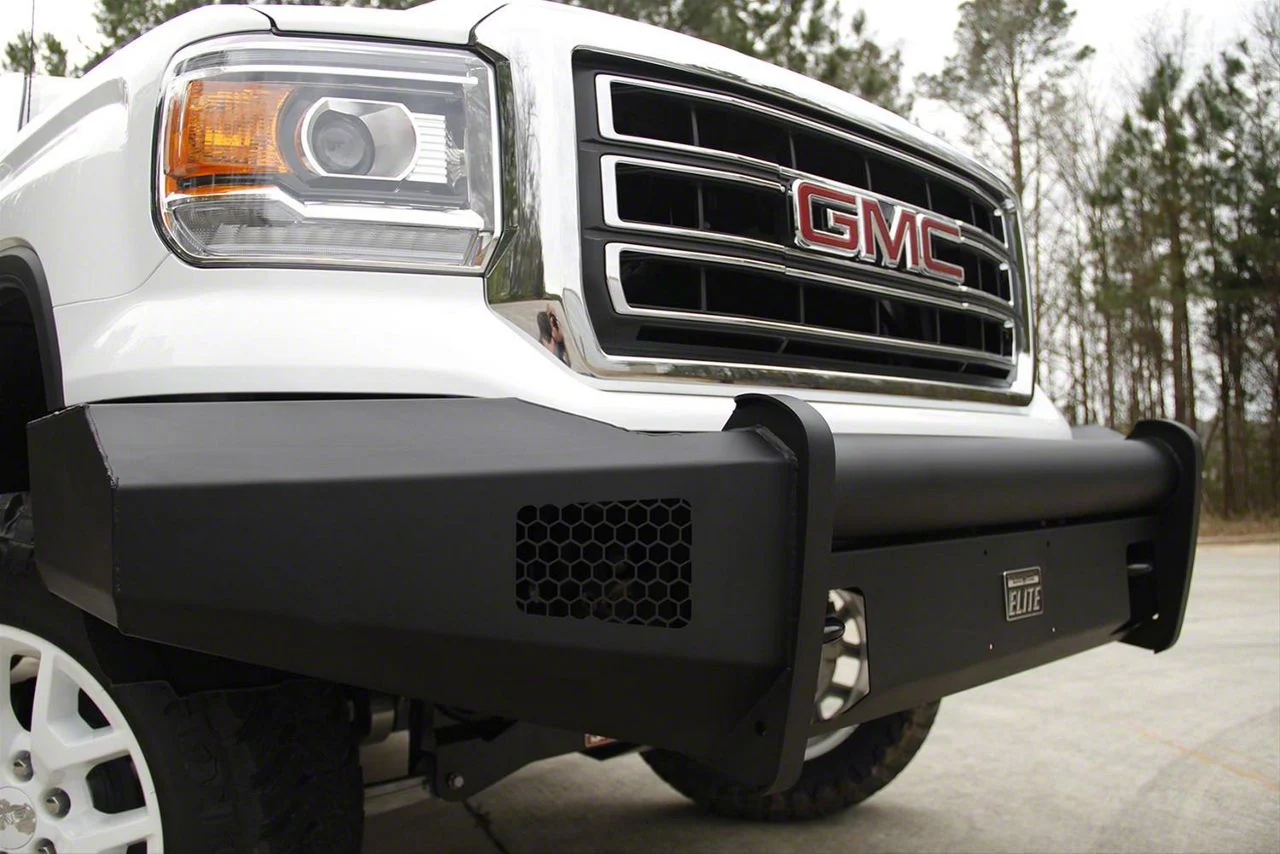 Fab Fours Black Steel Elite Front Bumper with No Guard; Matte Black (14-15 Sierra 1500)