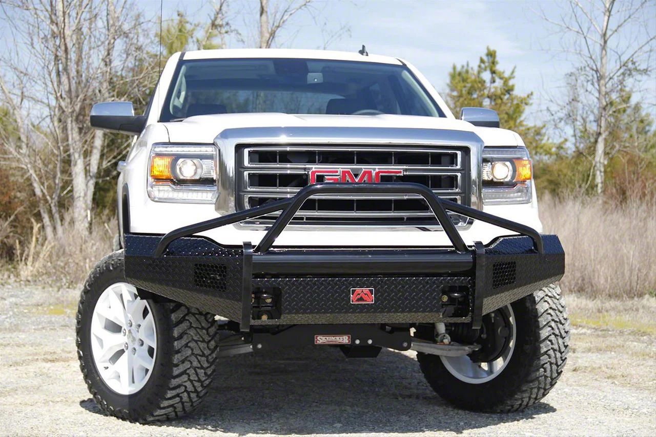 Fab Fours Black Steel Front Bumper with Pre-Runner Guard; Matte Black (14-15 Sierra 1500)