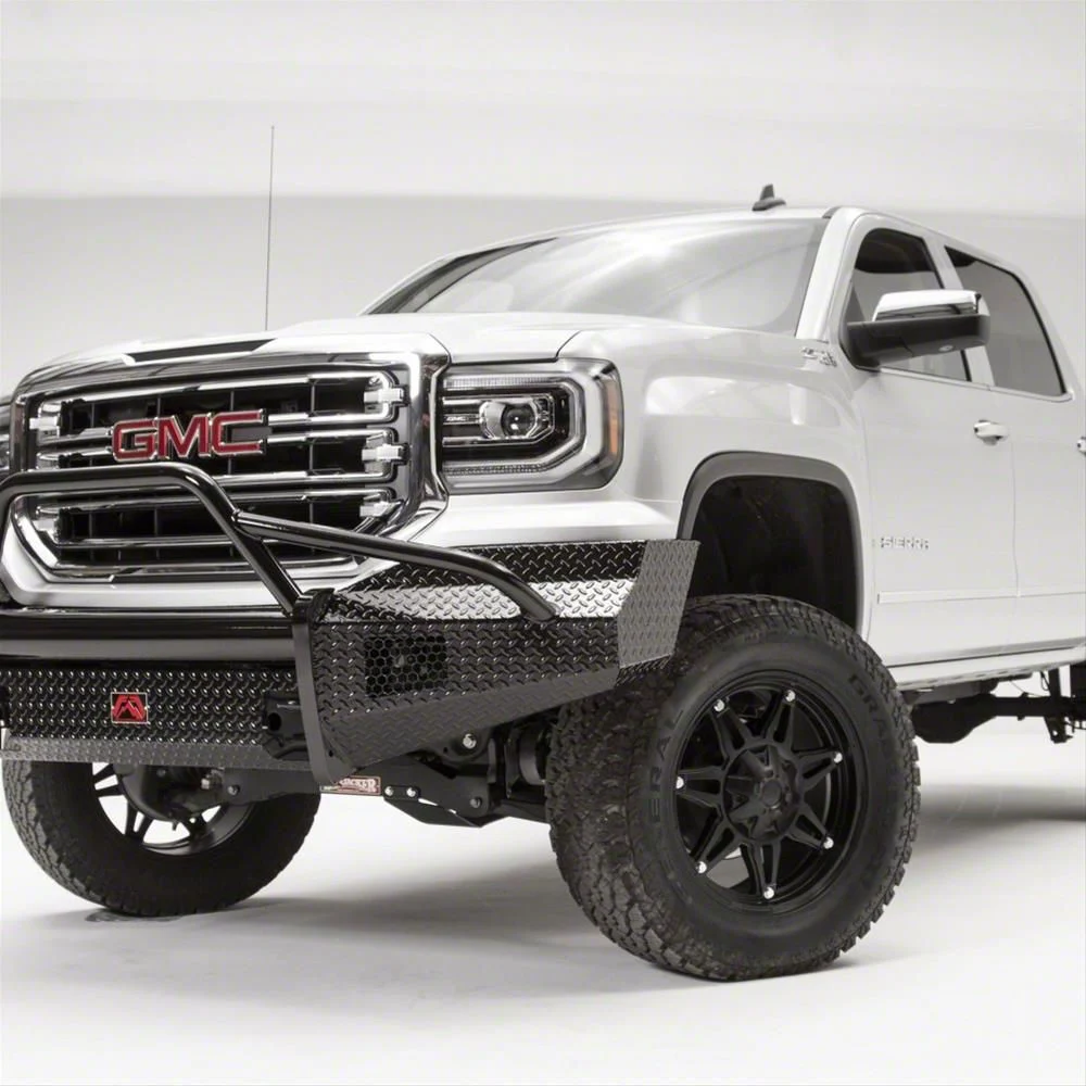 Fab Fours Black Steel Front Bumper with Pre-Runner Guard; Matte Black (16-18 Sierra 1500)