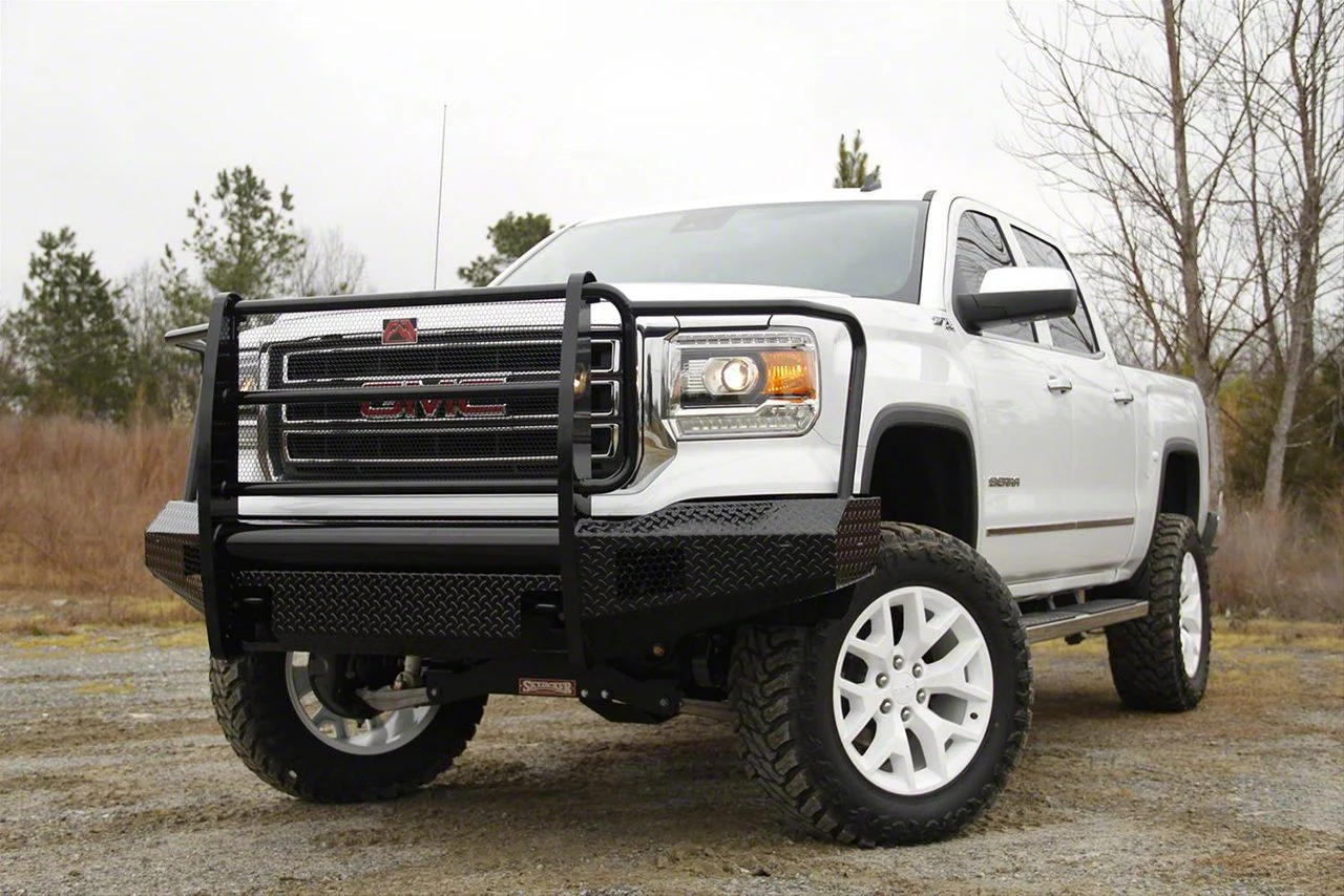 Fab Fours Black Steel Ranch Front Bumper with Full Guard; Matte Black (07-13 Sierra 1500)