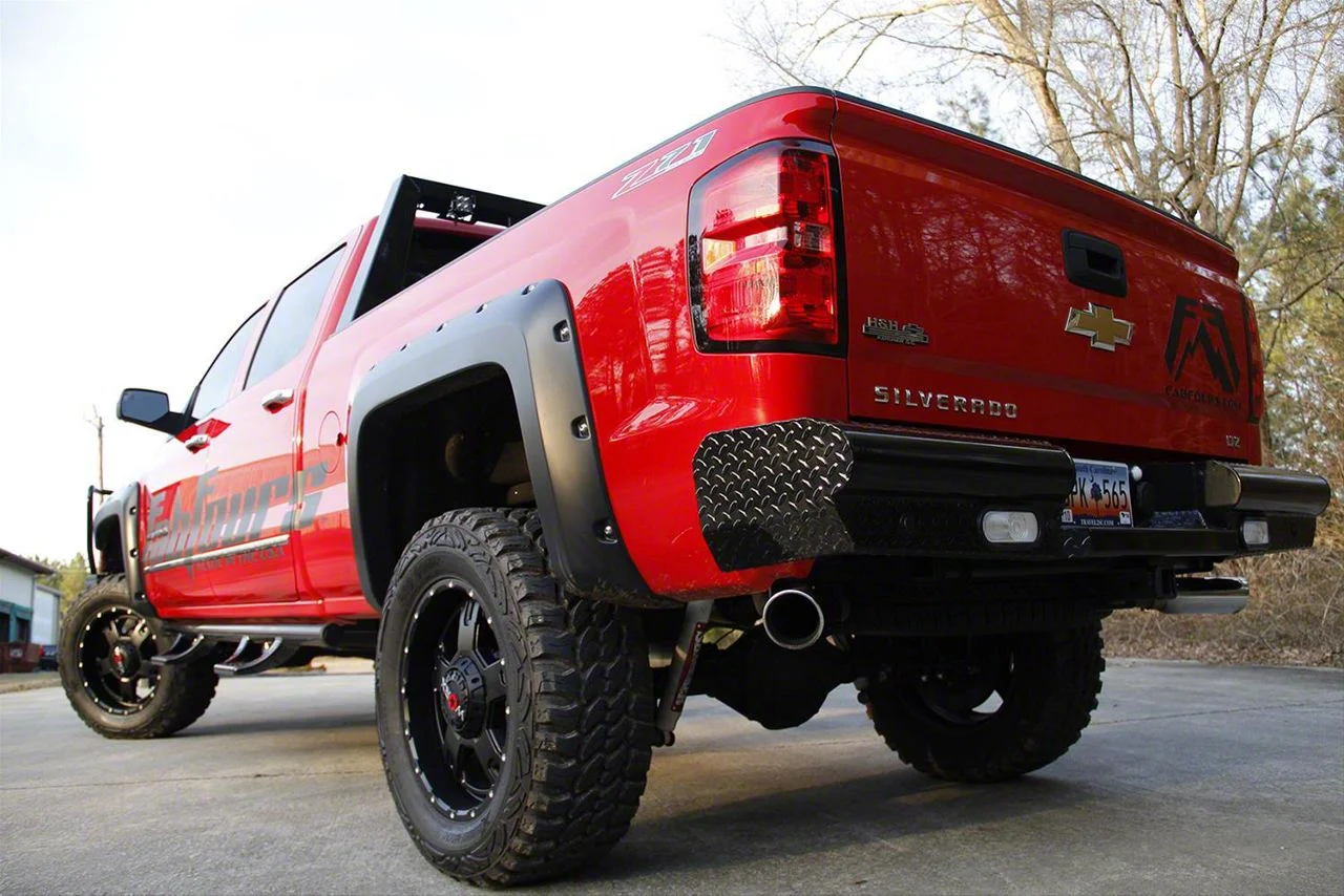 Fab Fours Black Steel Rear Bumper; Matte Black (14-18 Sierra 1500)