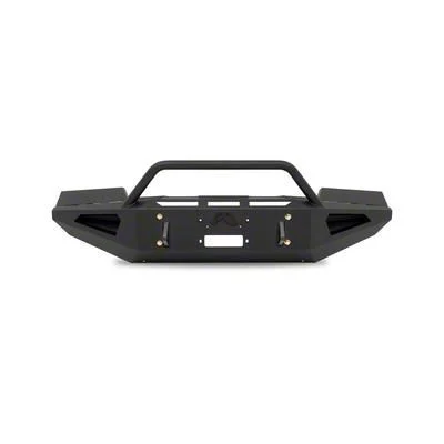 Fab Fours Red Steel Front Bumper with Pre-Runner Guard; Matte Black (19-21 Sierra 1500, Excluding Diesel)