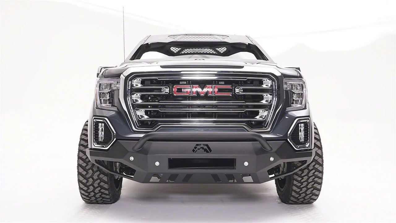 Fab Fours Vengeance Front Bumper with Pre-Runner Guard; Matte Black (19-21 Sierra 1500, Excluding Diesel)