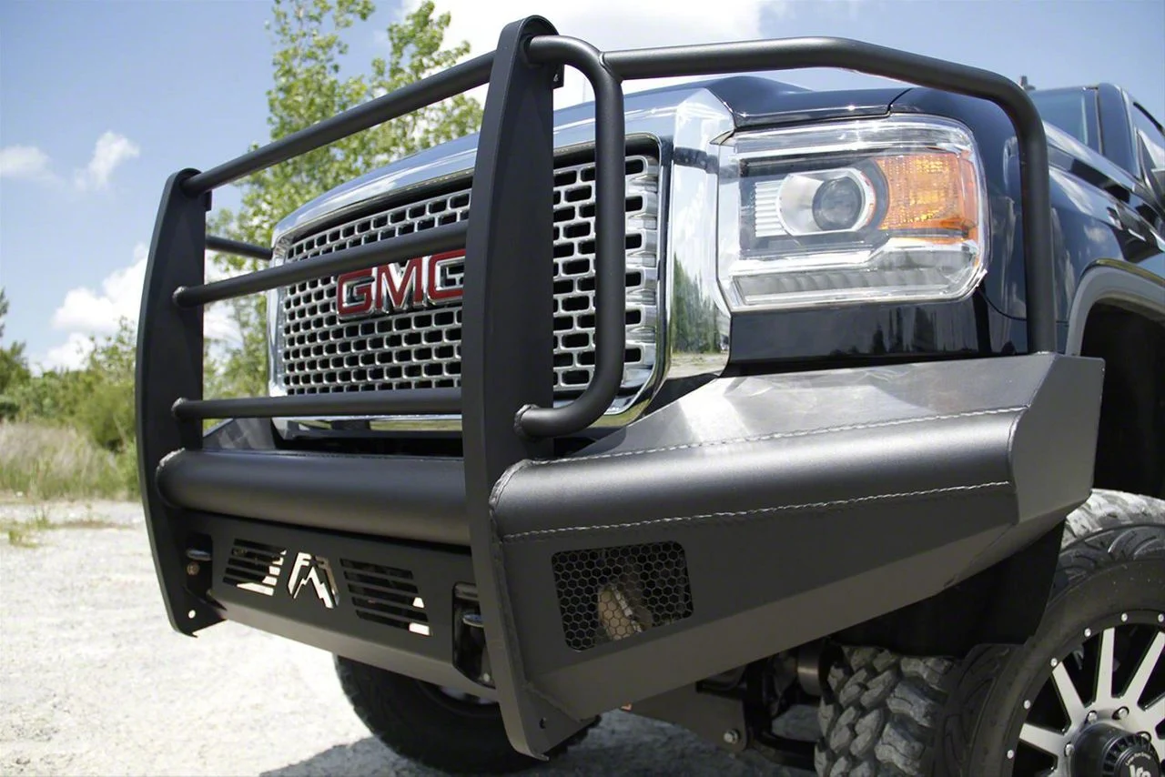 Fab Fours Black Steel Elite Front Bumper with Full Guard; Matte Black (15-19 Sierra 2500 HD)