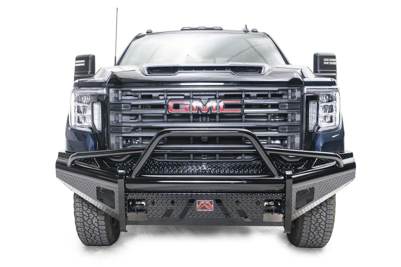 Fab Fours Black Steel Elite Front Bumper with Pre-Runner Guard; Matte Black (20-23 Sierra 2500 HD)