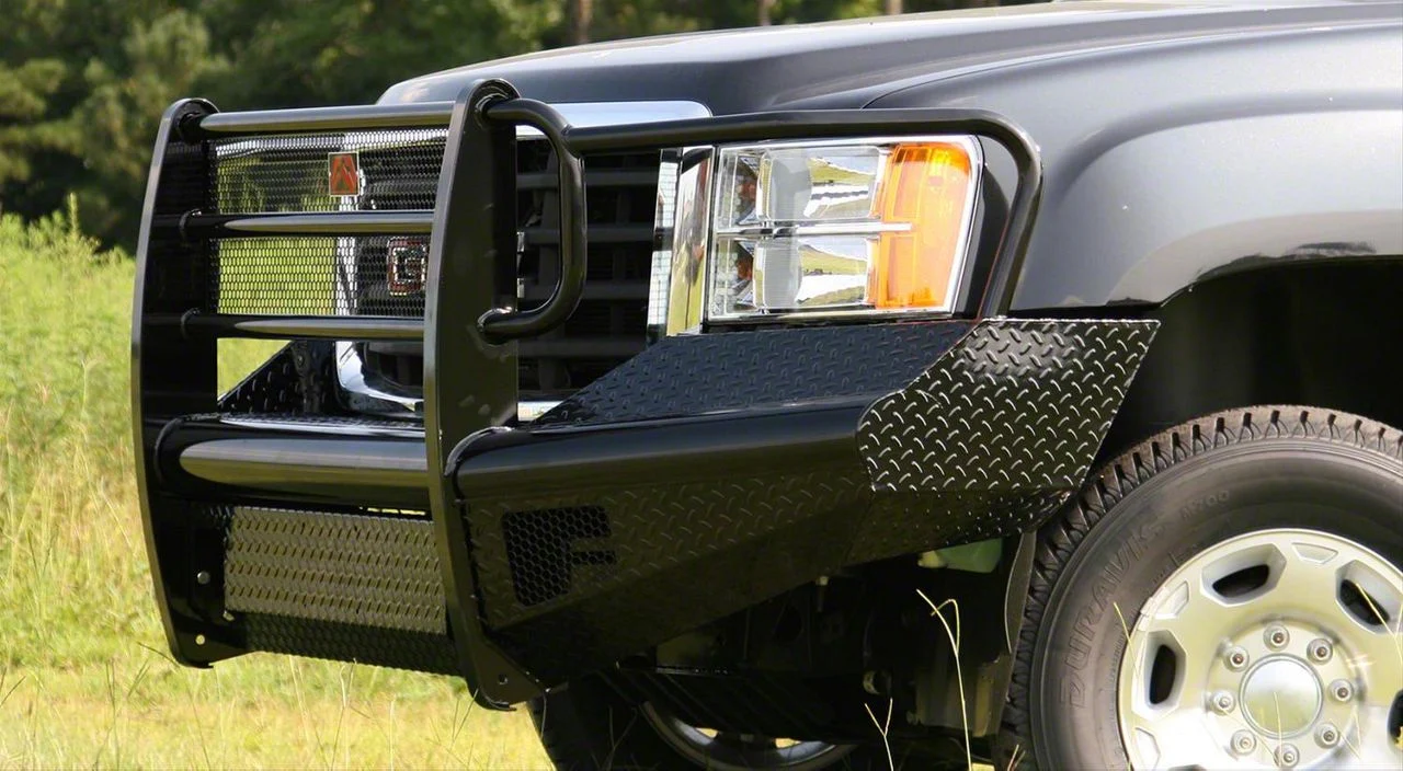 Fab Fours Black Steel Ranch Front Bumper with Full Guard; Matte Black (07-10 Sierra 2500 HD)