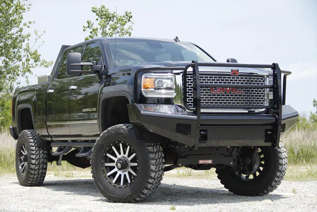 Fab Fours Black Steel Ranch Front Bumper with Full Guard; Matte Black (15-19 Sierra 2500 HD)