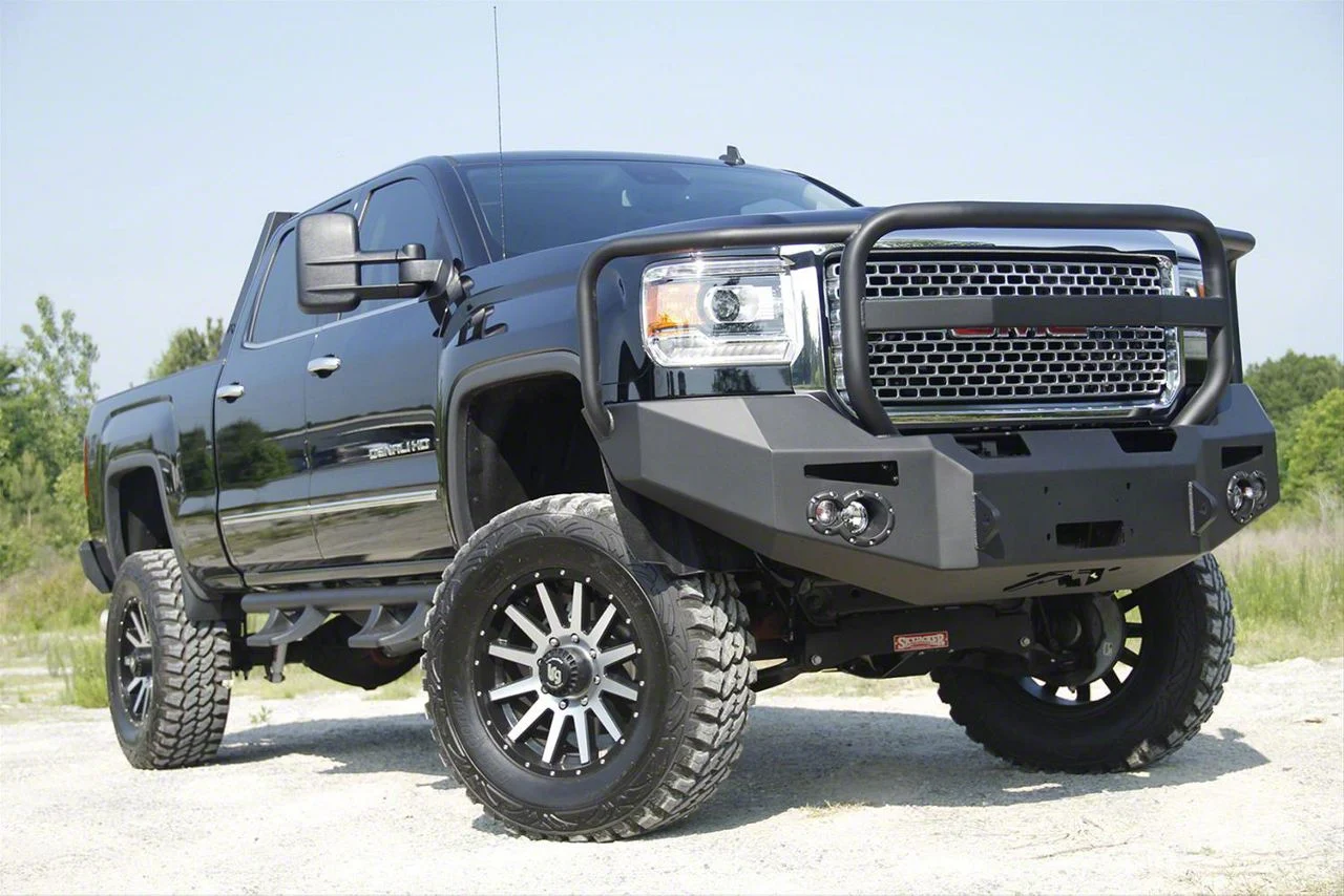 Fab Fours Premium Heavy Duty Winch Front Bumper with Full Guard; Matte Black (15-19 Sierra 2500 HD)