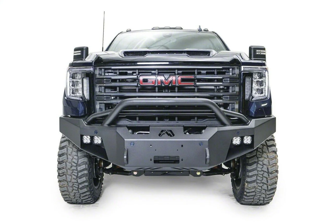 Fab Fours Premium Winch Front Bumper with Pre-Runner Guard; Matte Black (20-23 Sierra 2500 HD)