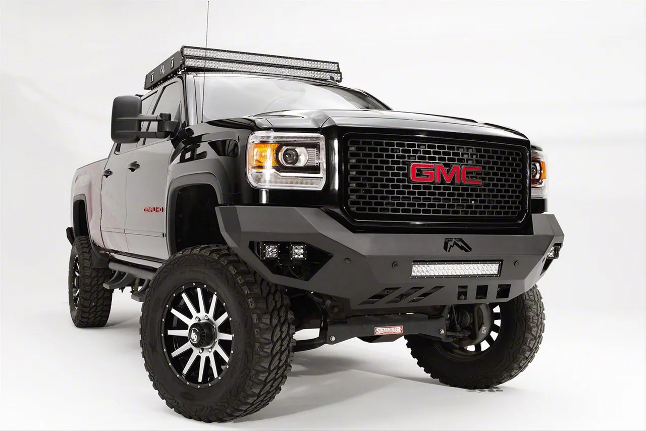 Fab Fours Vengeance Front Bumper with No Guard; Matte Black (15-19 Sierra 2500 HD)