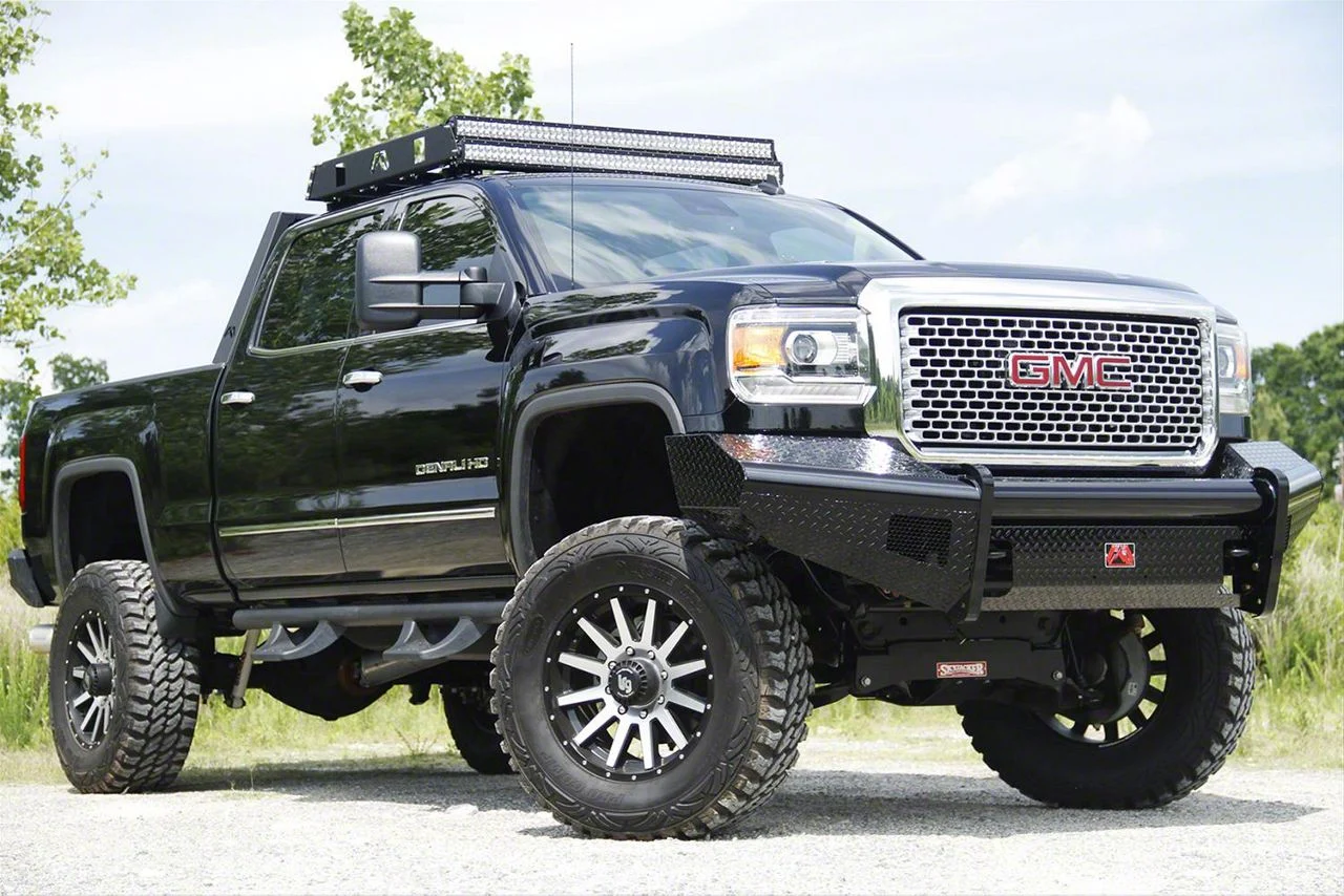 Fab Fours Black Steel Ranch Front Bumper with No Guard; Matte Black (15-19 Sierra 3500 HD)