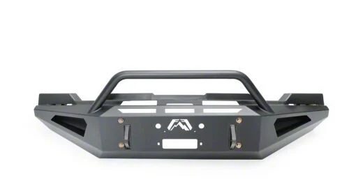 Fab Fours Red Steel Front Bumper with Pre-Runner Guard; Matte Black (20-23 Sierra 3500 HD)