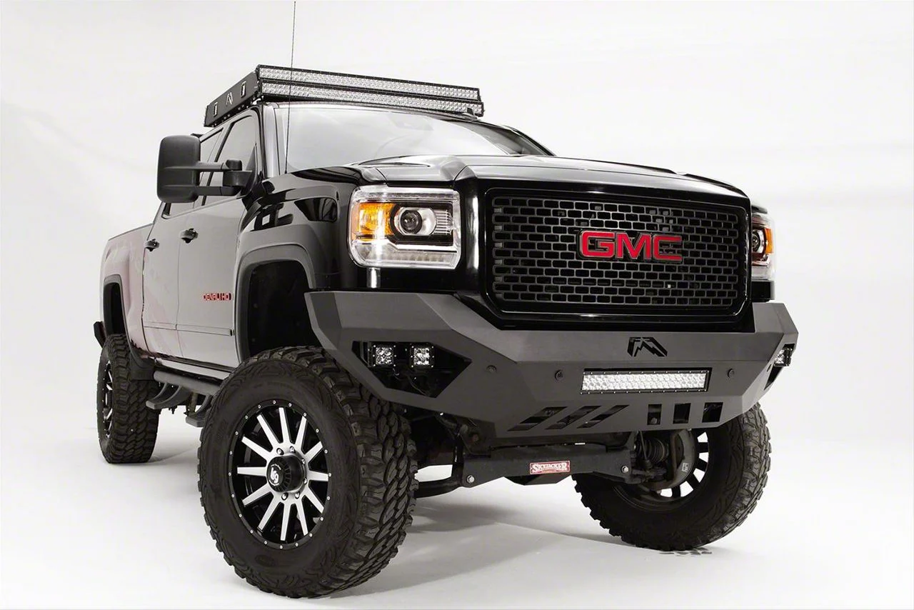 Fab Fours Vengeance Front Bumper with No Guard; Matte Black (15-19 Sierra 3500 HD)
