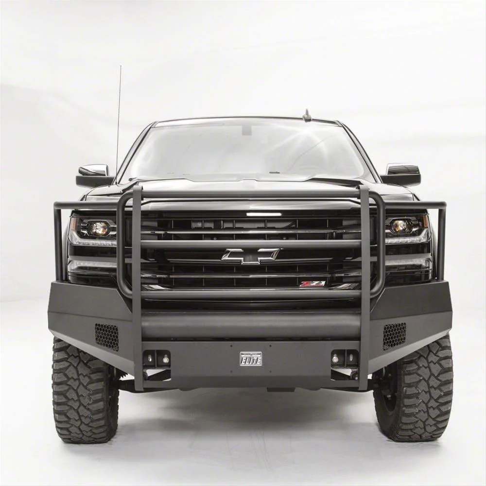 Fab Fours Black Steel Elite Front Bumper with Full Guard; Matte Black (16-18 Silverado 1500)