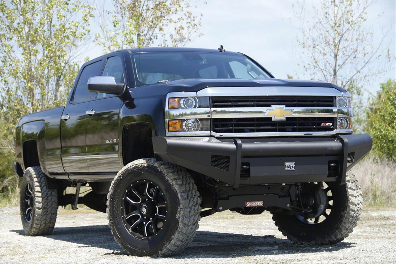 Fab Fours Black Steel Elite Front Bumper with No Guard; Matte Black (15-19 Silverado 3500 HD)