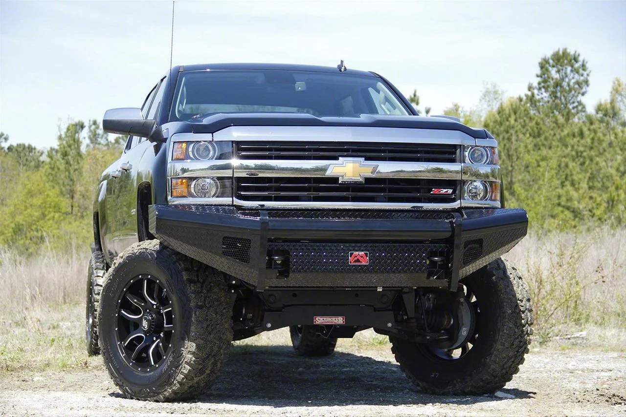 Fab Fours Black Steel Ranch Front Bumper with No Guard; Matte Black (15-19 Silverado 3500 HD)