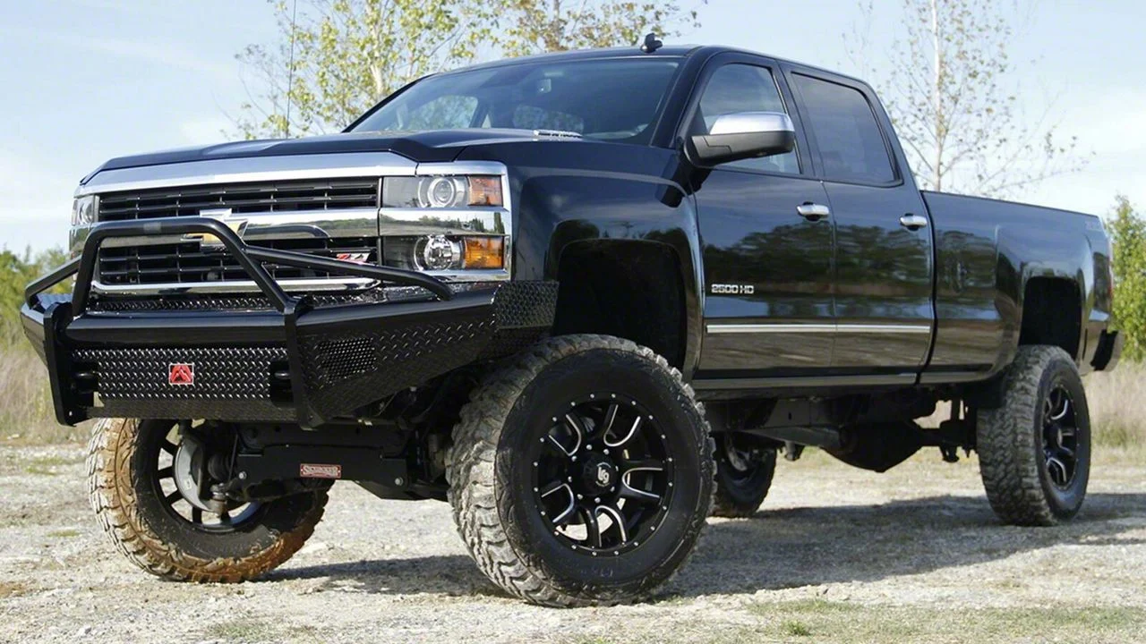 Fab Fours Black Steel Ranch Front Bumper with Pre-Runner Guard; Matte Black (20-23 Silverado 3500 HD)