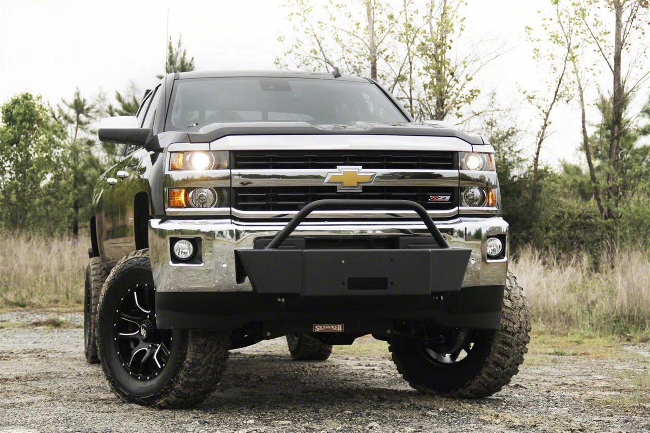 Fab Fours Large Frame Winch Mount; Matte Black (15-19 Silverado 3500 HD)