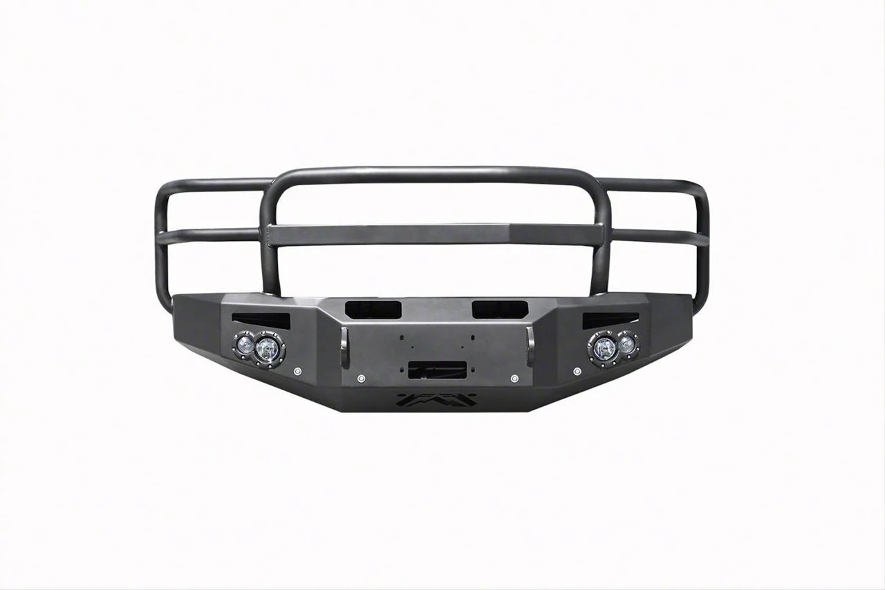 Fab Fours Premium Heavy Duty Winch Front Bumper with Full Guard; Pre-Drilled for Front Parking Sensors; Bare Steel (15-19 Silverado 3500 HD)